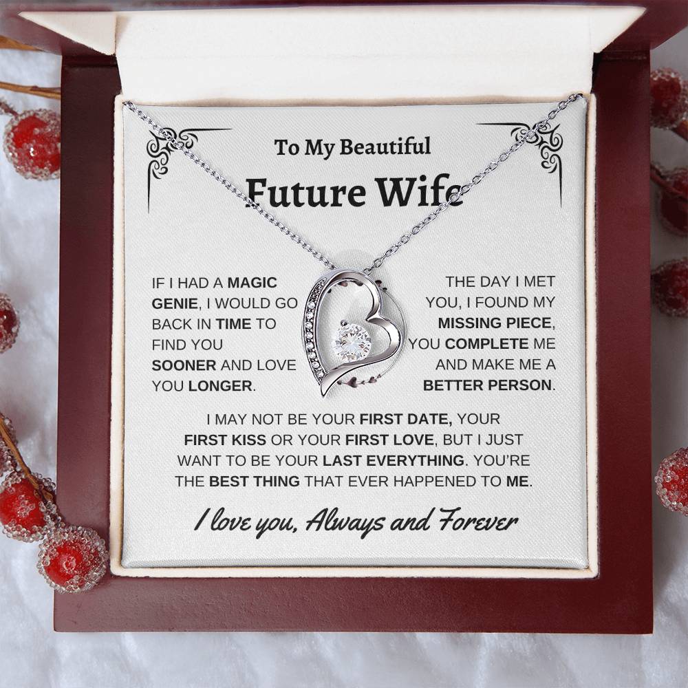 To My Beautiful Future Wife | First Kiss | Forever Love Necklace | White Background