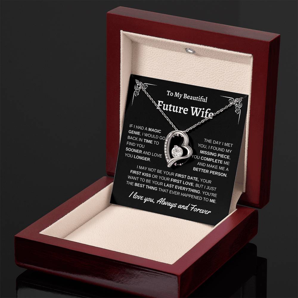 To My Beautiful Future Wife | First Kiss | Forever Love Necklace | Black Background