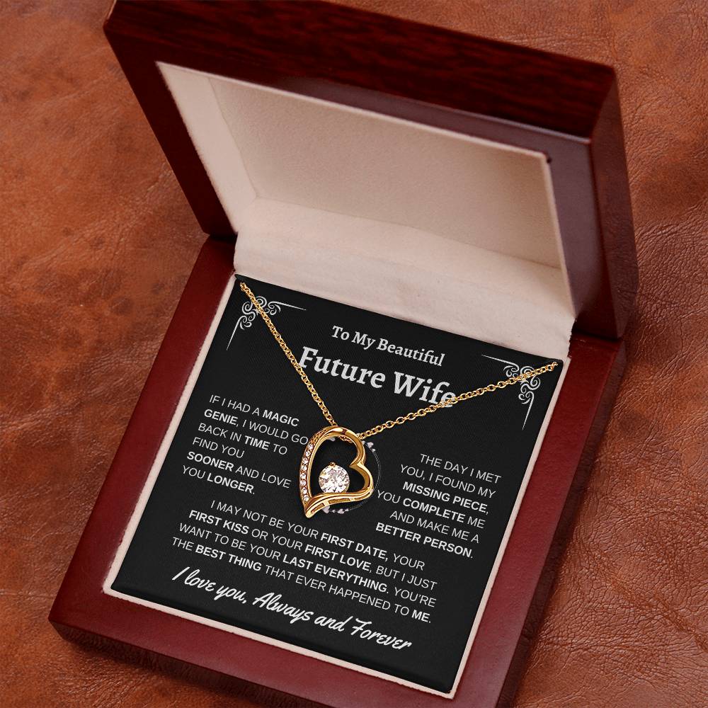 To My Beautiful Future Wife | First Kiss | Forever Love Necklace | Black Background