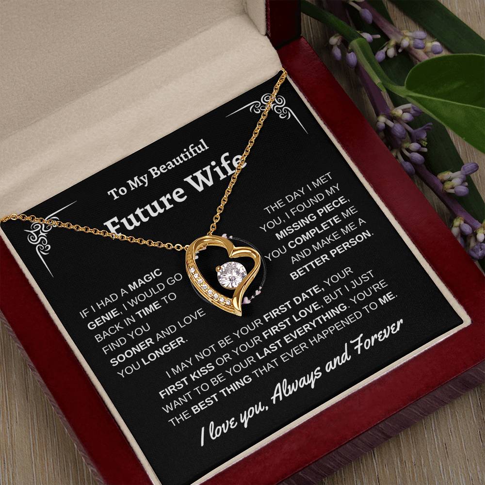 To My Beautiful Future Wife | First Kiss | Forever Love Necklace | Black Background