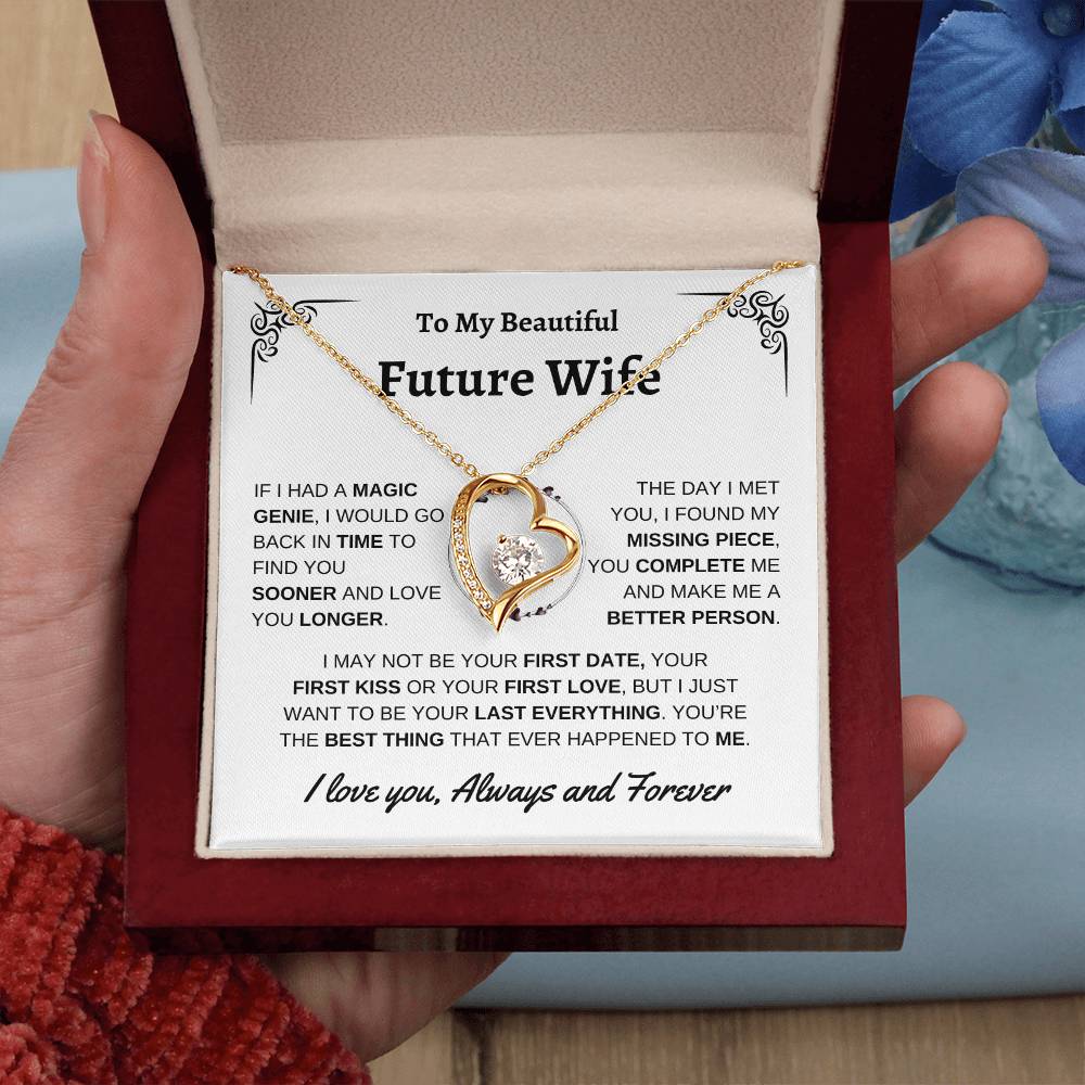 To My Beautiful Future Wife | First Kiss | Forever Love Necklace | White Background