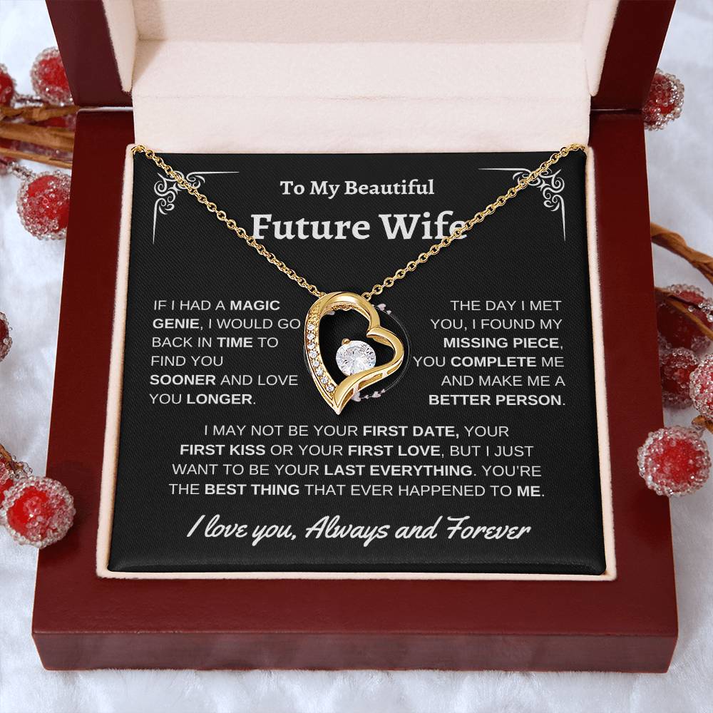 To My Beautiful Future Wife | First Kiss | Forever Love Necklace | Black Background