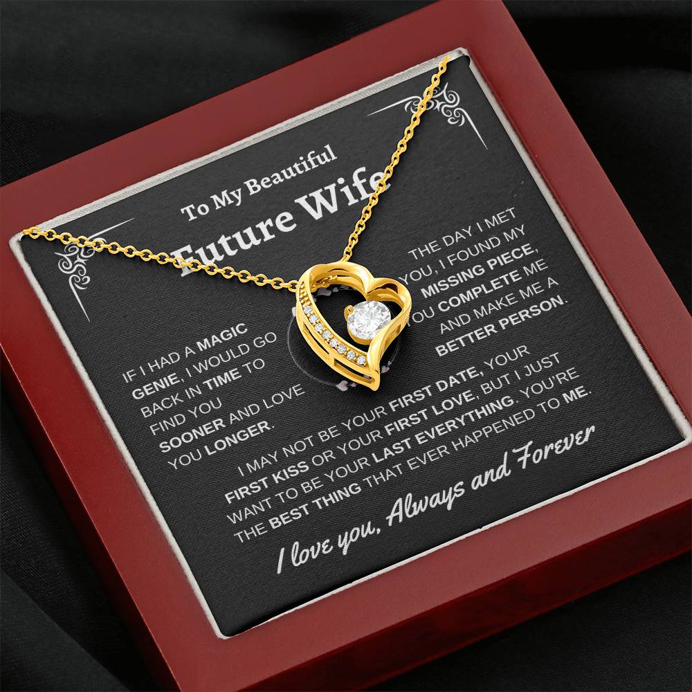 To My Beautiful Future Wife | First Kiss | Forever Love Necklace | Black Background