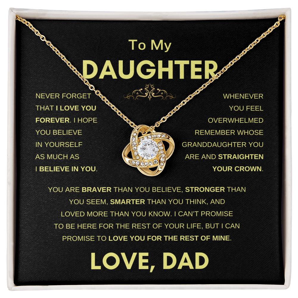 To Daughter | From Dad | Straighten your Crown | Love Knot Necklace