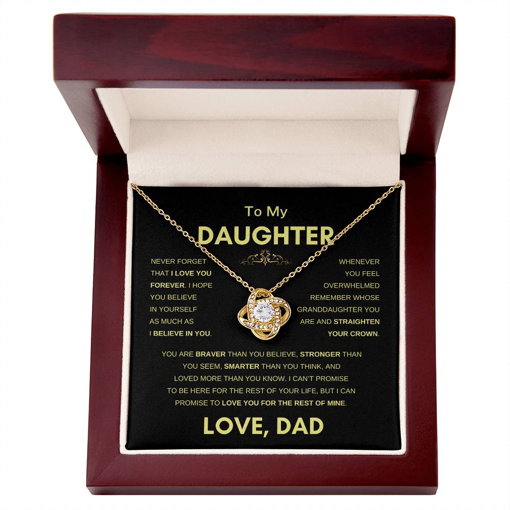 To Daughter | From Dad | Straighten your Crown | Love Knot Necklace