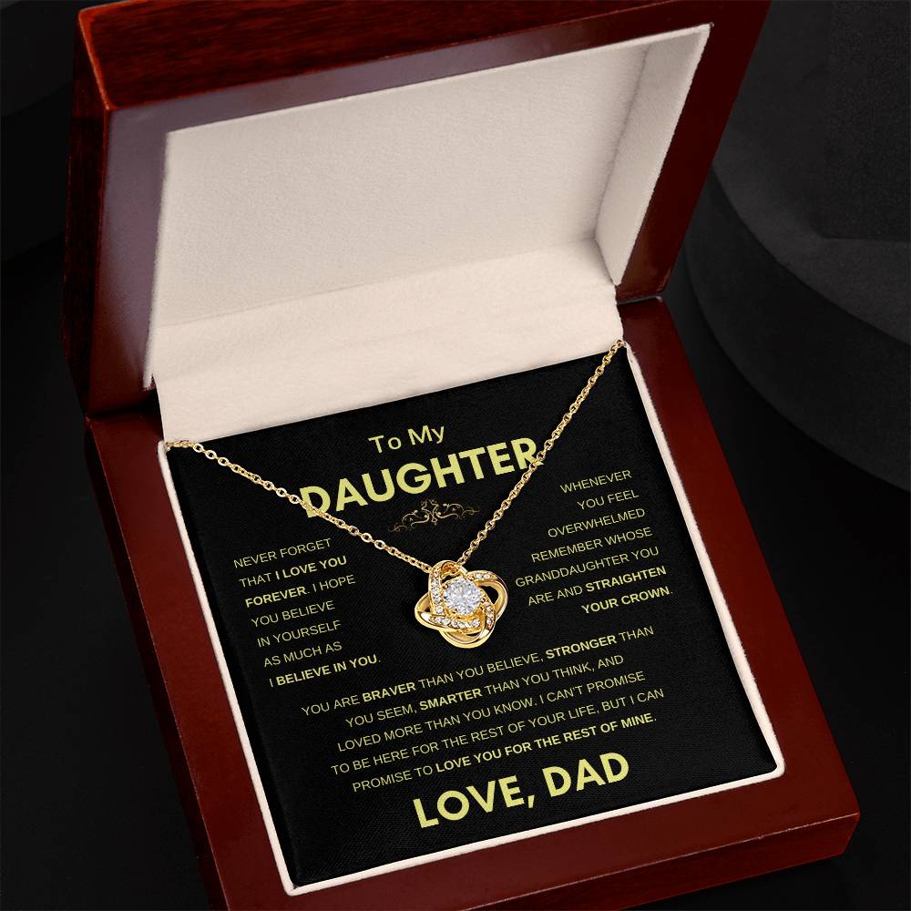 To Daughter | From Dad | Straighten your Crown | Love Knot Necklace