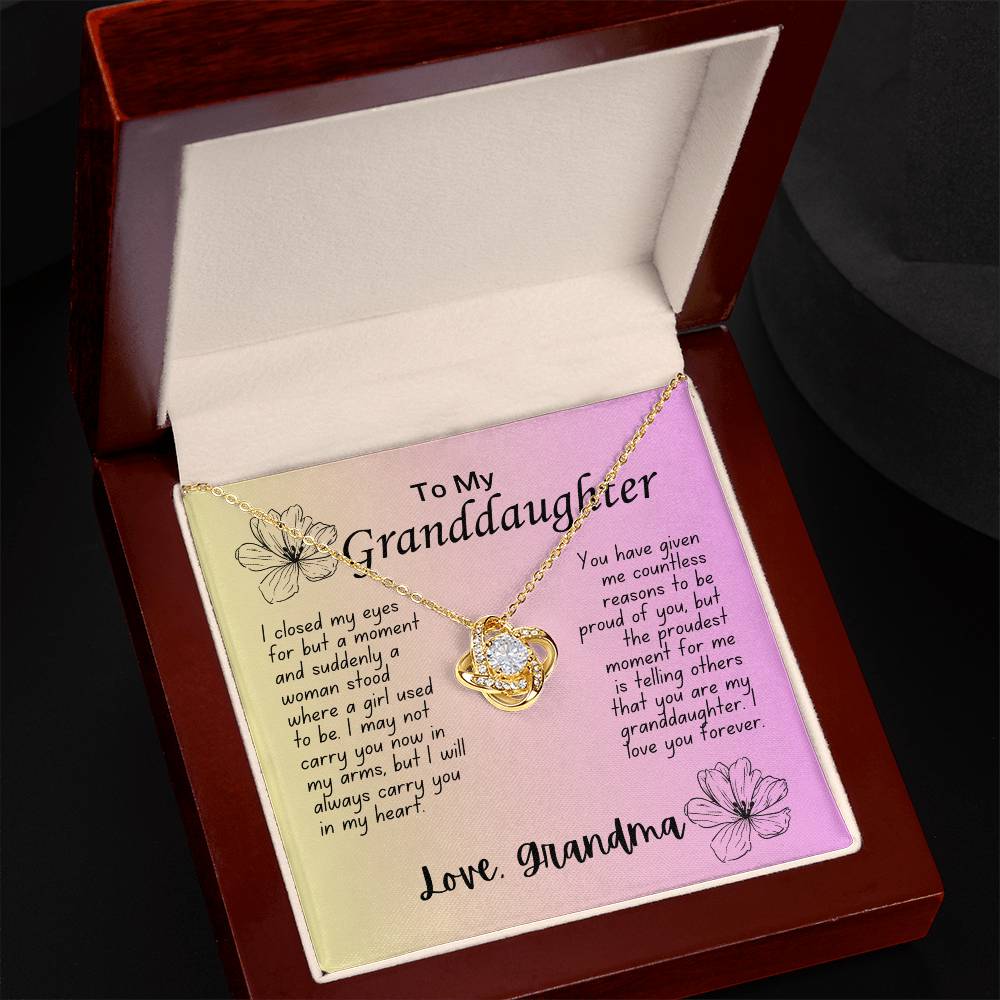 To Granddaughter | From Grandma | Proud of You | Love Knot Necklace
