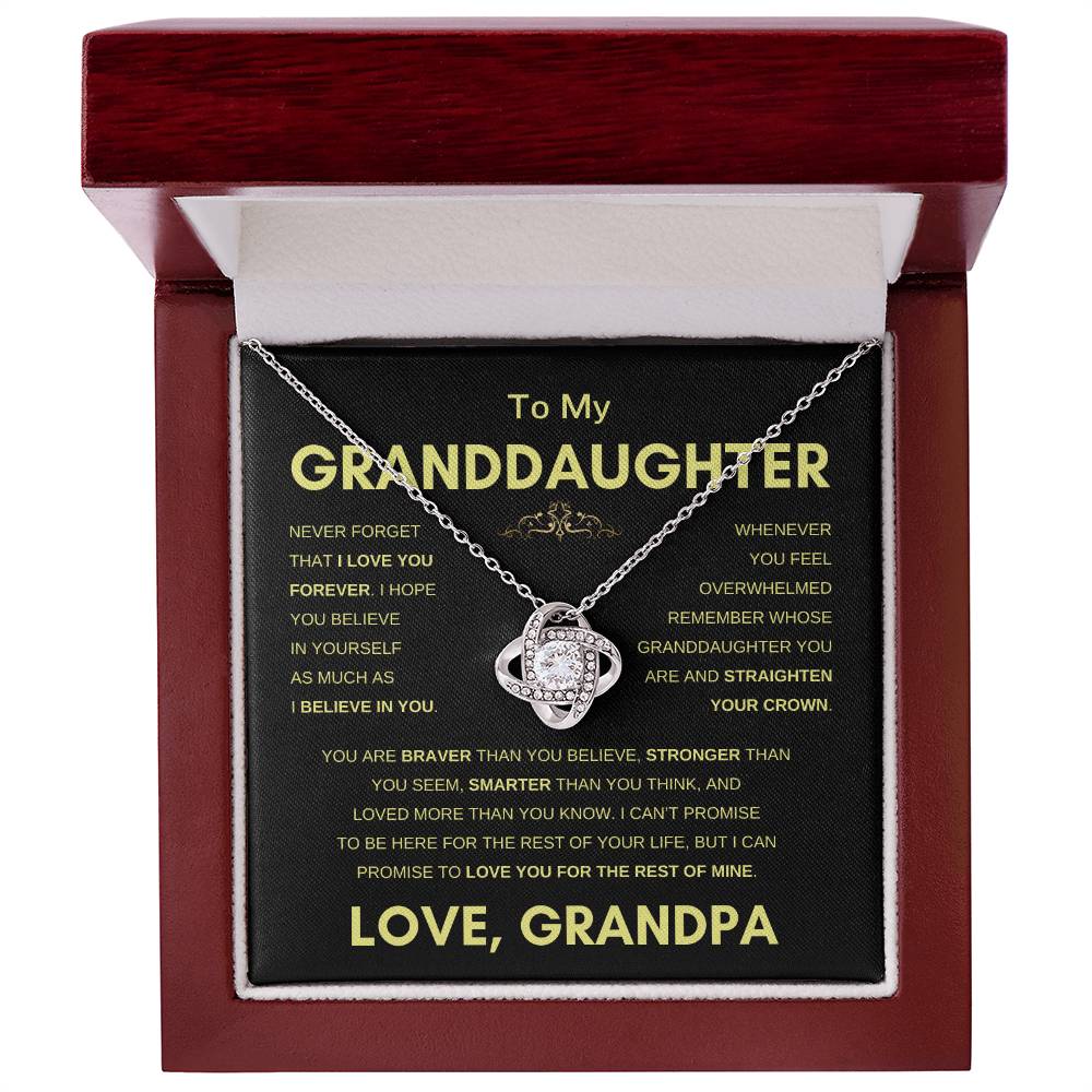 To Granddaughter | From Grandpa | Straighten Your Crown | Love Knot Necklace