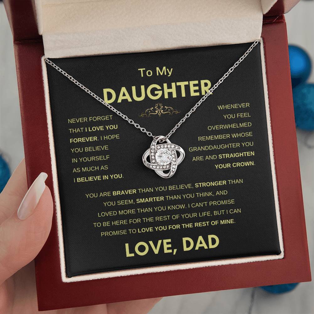 To Daughter | From Dad | Straighten your Crown | Love Knot Necklace