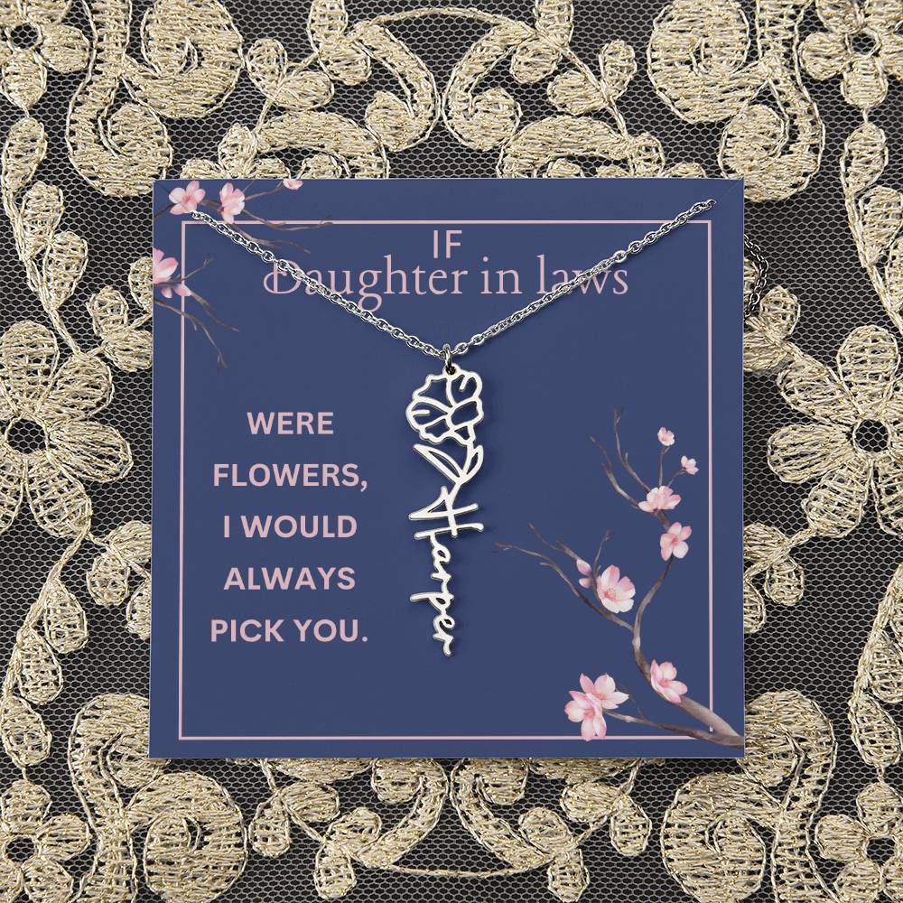 Birthmonth Flower Name Necklace | To Daughter In Law