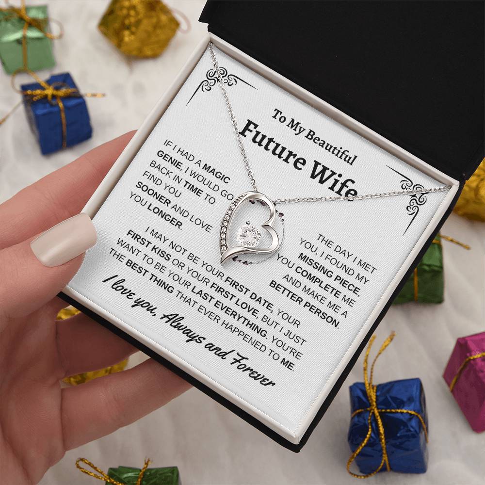 To My Beautiful Future Wife | First Kiss | Forever Love Necklace | White Background