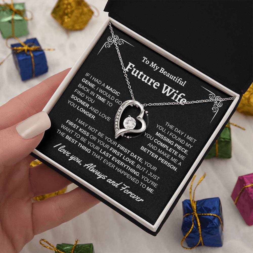 To My Beautiful Future Wife | First Kiss | Forever Love Necklace | Black Background