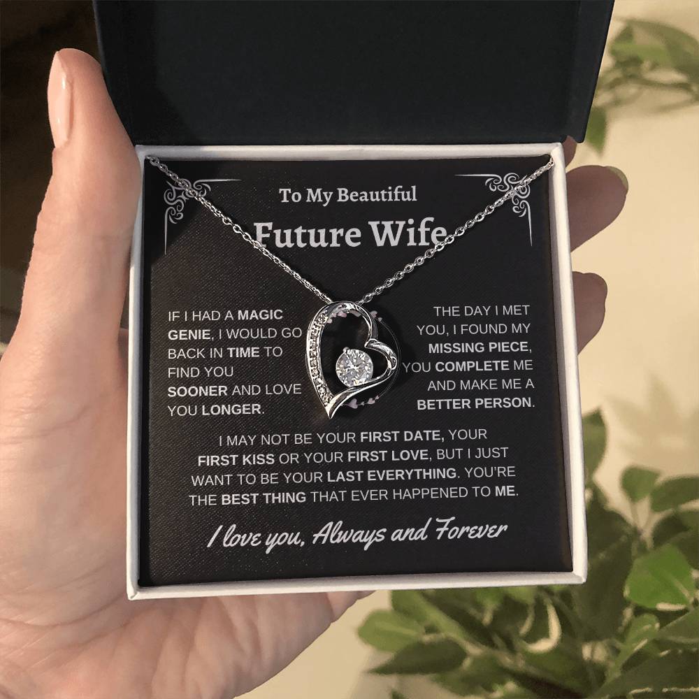 To My Beautiful Future Wife | First Kiss | Forever Love Necklace | Black Background