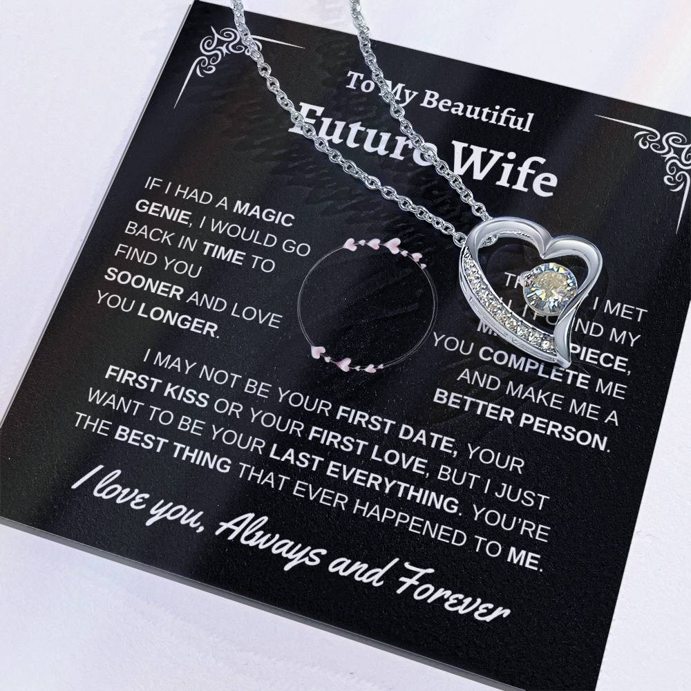 To My Beautiful Future Wife | First Kiss | Forever Love Necklace | Black Background