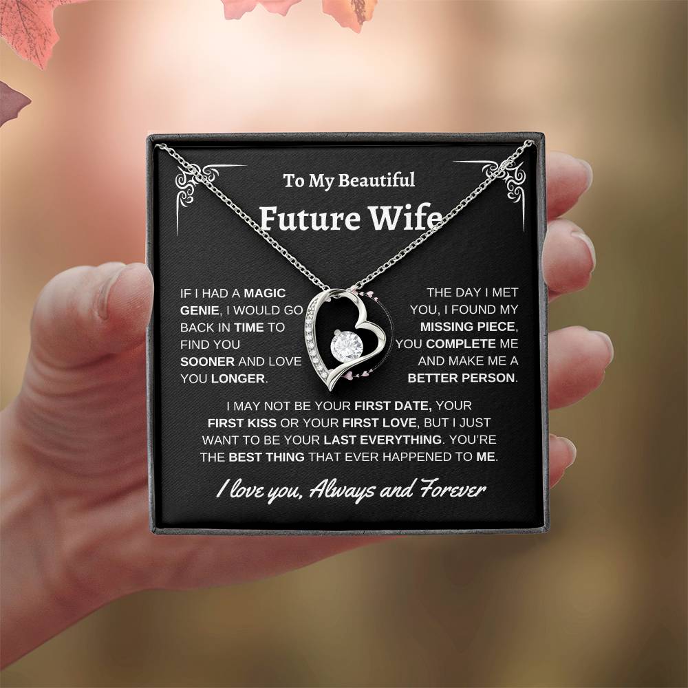 To My Beautiful Future Wife | First Kiss | Forever Love Necklace | Black Background