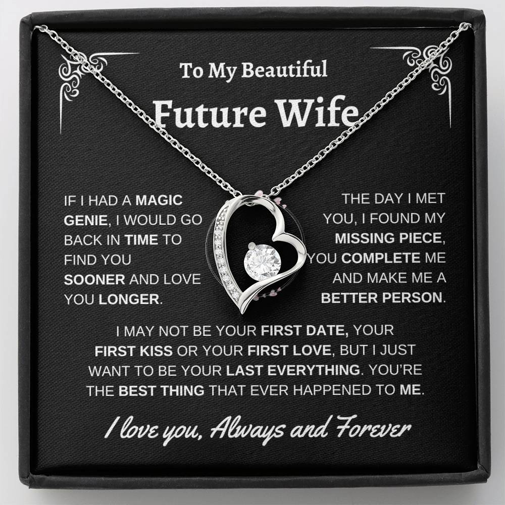 To My Beautiful Future Wife | First Kiss | Forever Love Necklace | Black Background