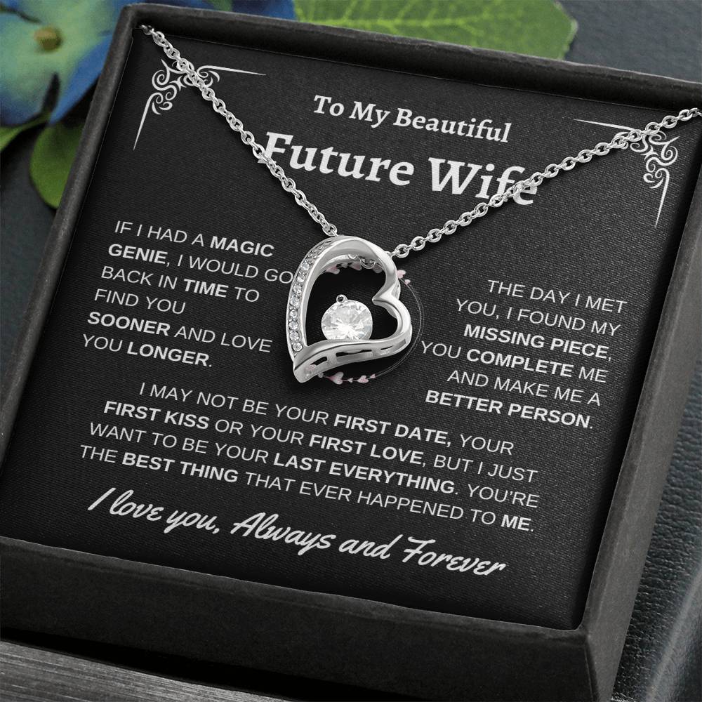 To My Beautiful Future Wife | First Kiss | Forever Love Necklace | Black Background