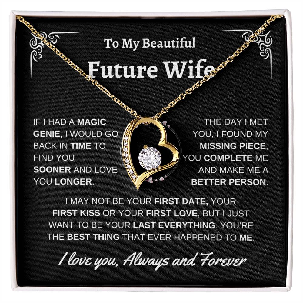 To My Beautiful Future Wife | First Kiss | Forever Love Necklace | Black Background
