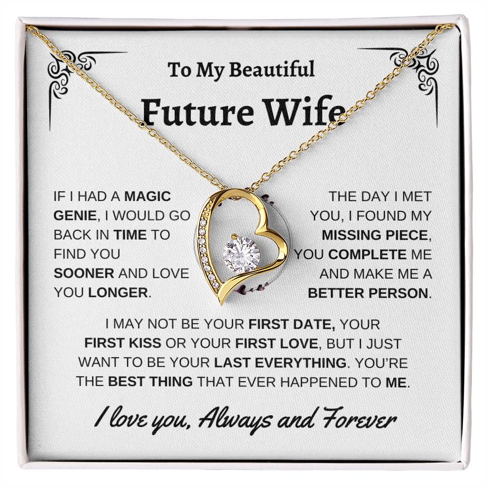 To My Beautiful Future Wife | First Kiss | Forever Love Necklace | White Background