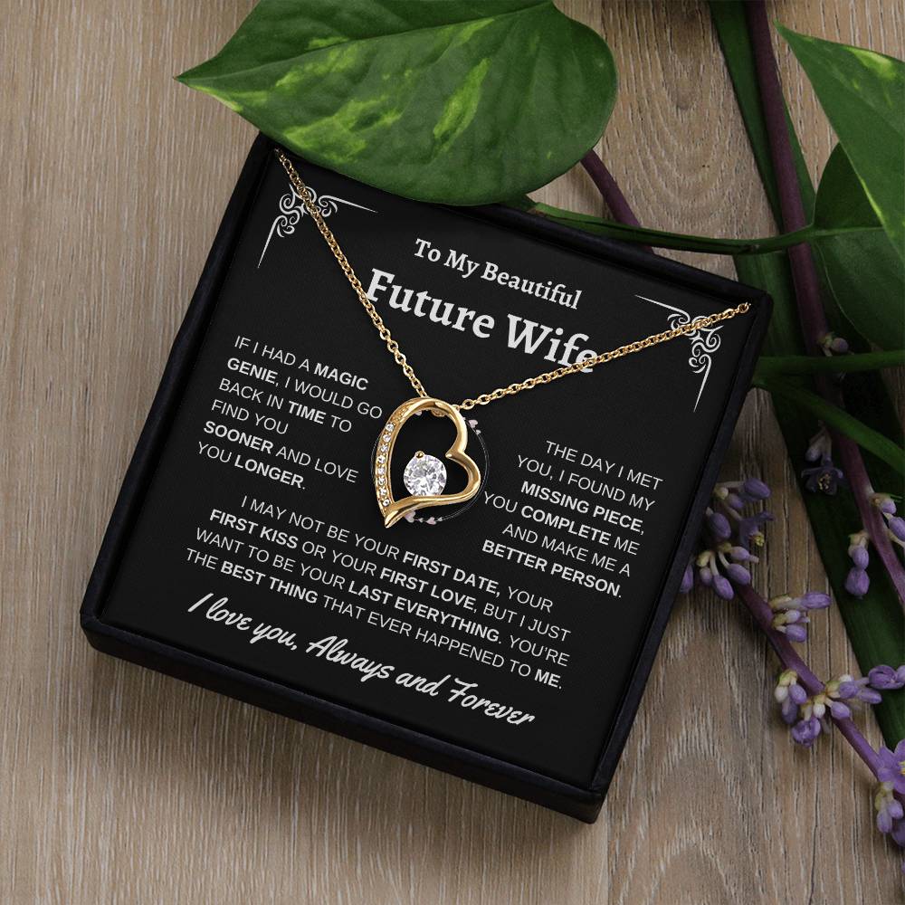 To My Beautiful Future Wife | First Kiss | Forever Love Necklace | Black Background