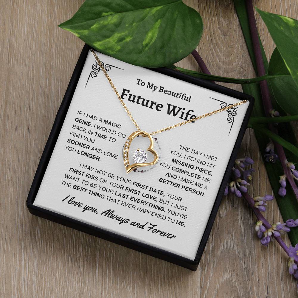 To My Beautiful Future Wife | First Kiss | Forever Love Necklace | White Background
