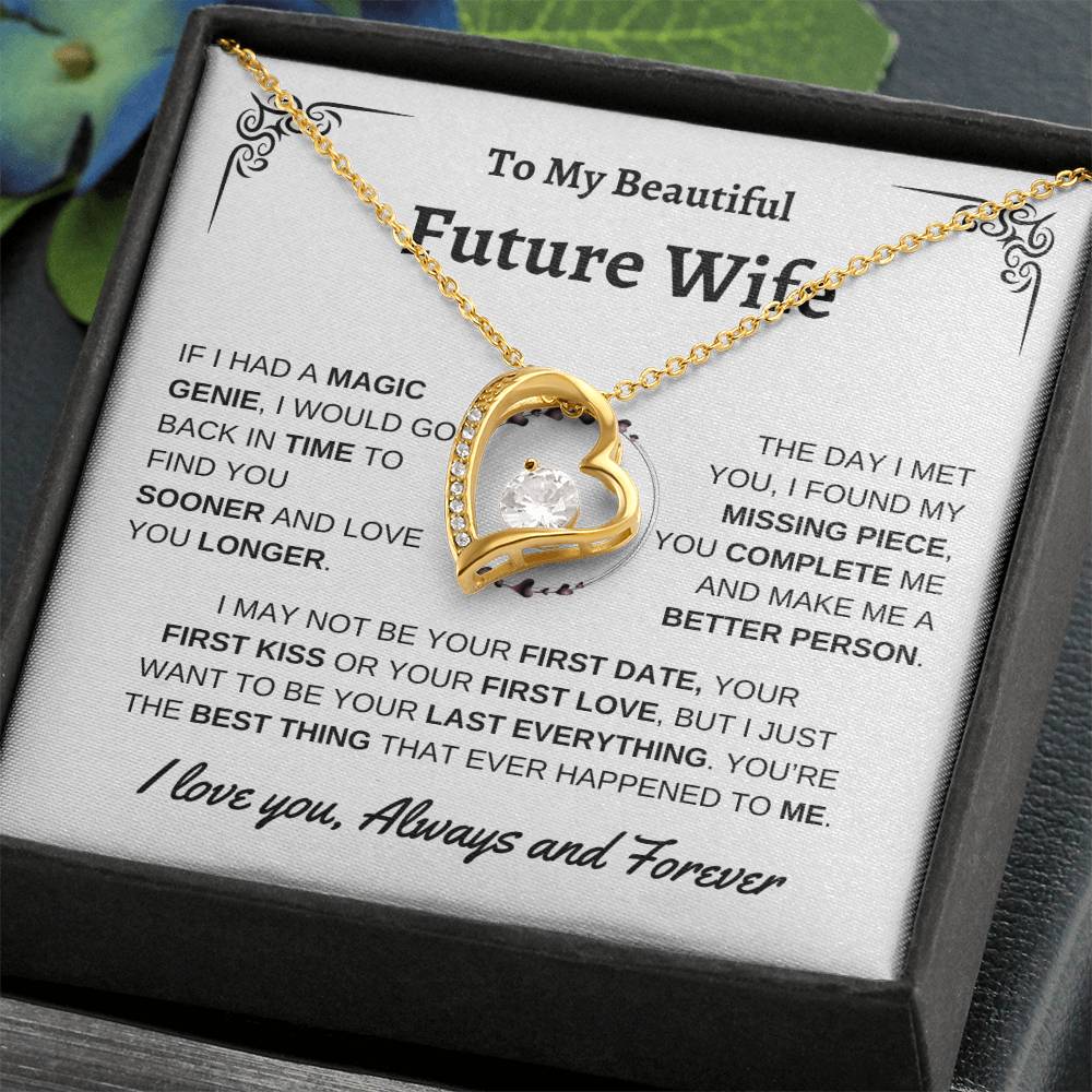To My Beautiful Future Wife | First Kiss | Forever Love Necklace | White Background