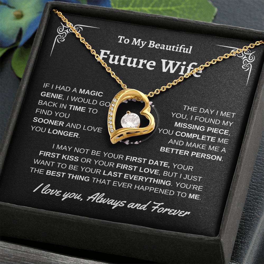 To My Beautiful Future Wife | First Kiss | Forever Love Necklace | Black Background
