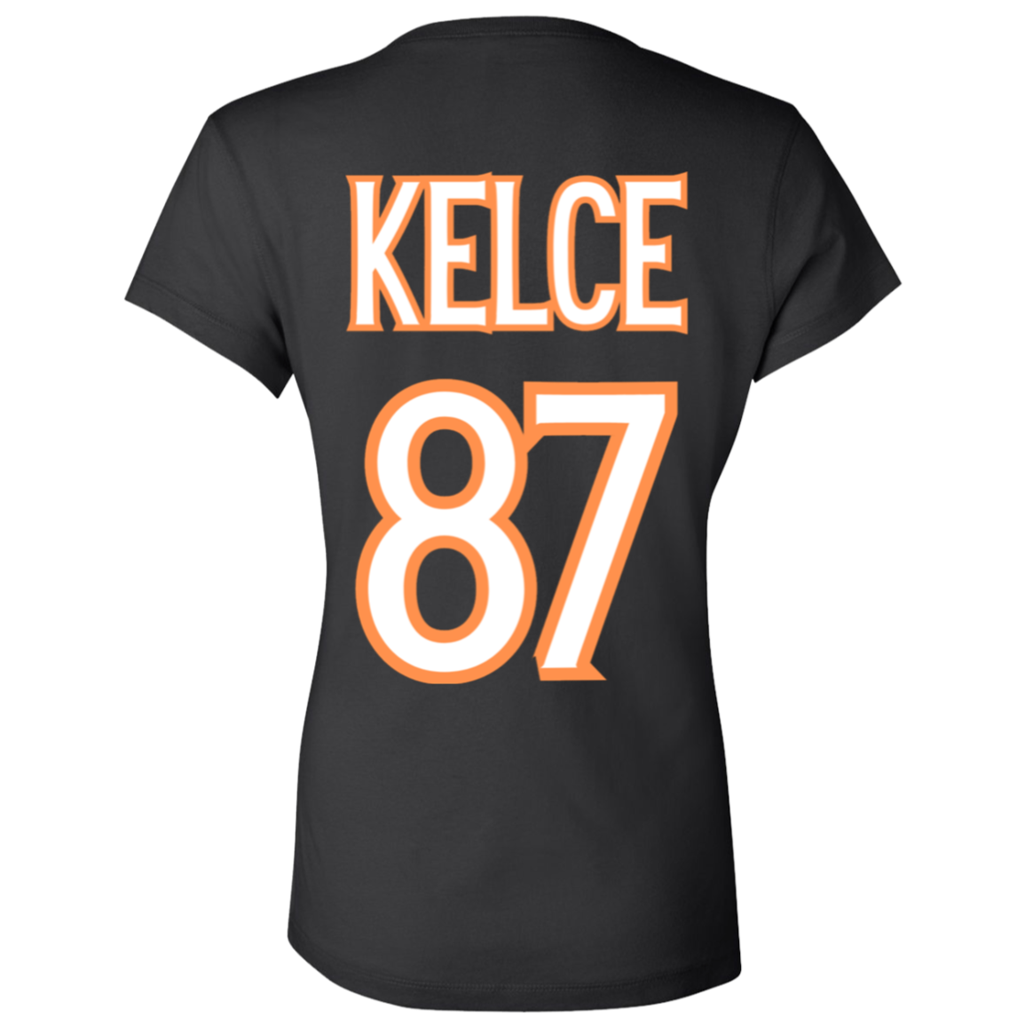 Swifty Karma Kelce Chiefs Shirt | Jersey # On Back | Ladies' Jersey V-Neck T-Shirt