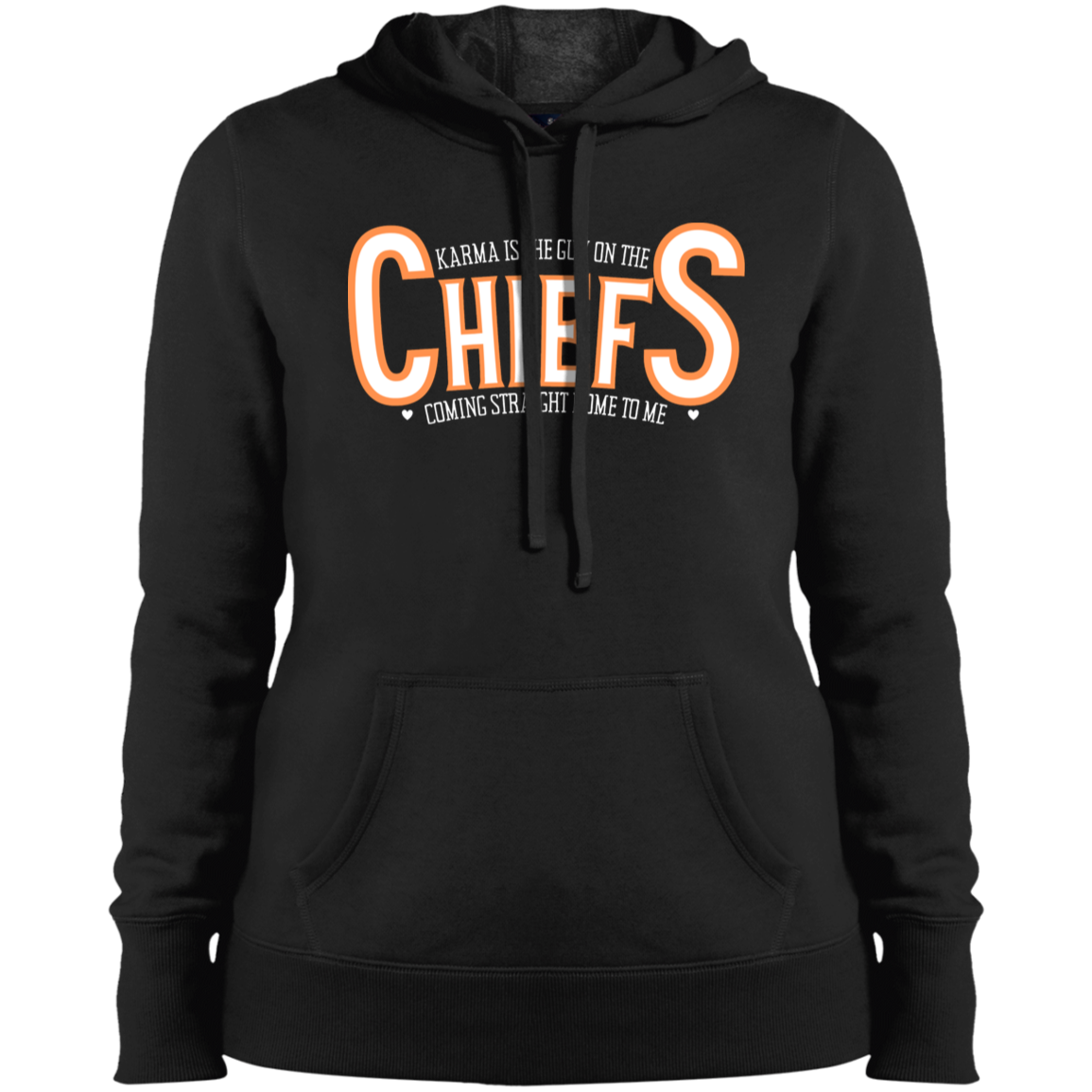 Swifty Karma Kelce Football Love | Jersey # On Back | Ladies' Pullover Hooded Sweatshirt