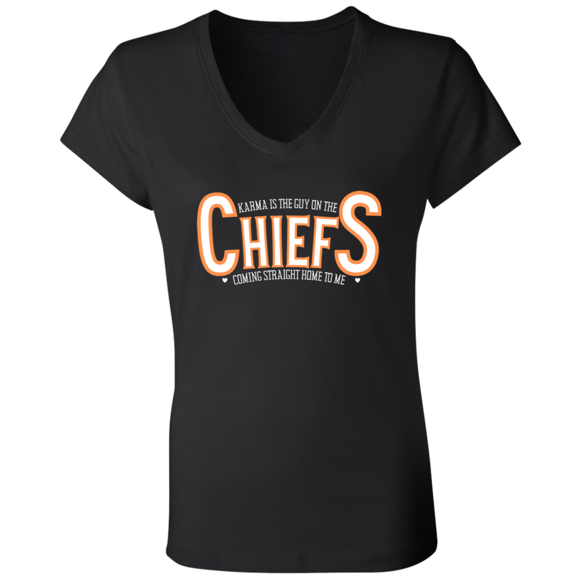 Swifty Karma Kelce Chiefs Shirt | Jersey # On Back | Ladies' Jersey V-Neck T-Shirt