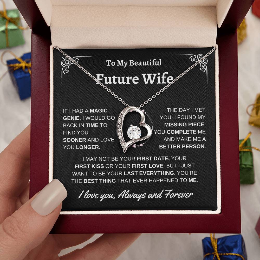 To My Beautiful Future Wife | First Kiss | Forever Love Necklace | Black Background