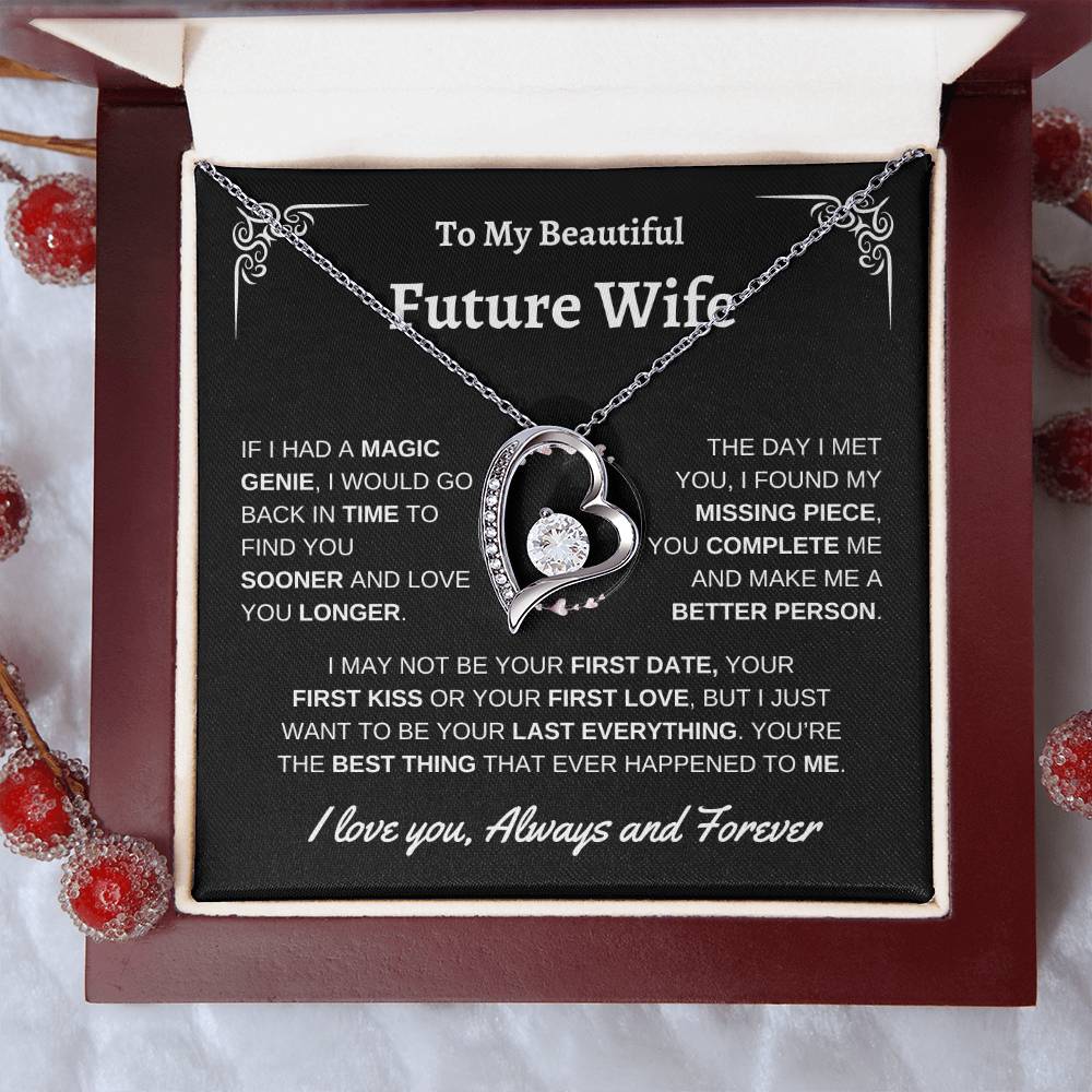 To My Beautiful Future Wife | First Kiss | Forever Love Necklace | Black Background