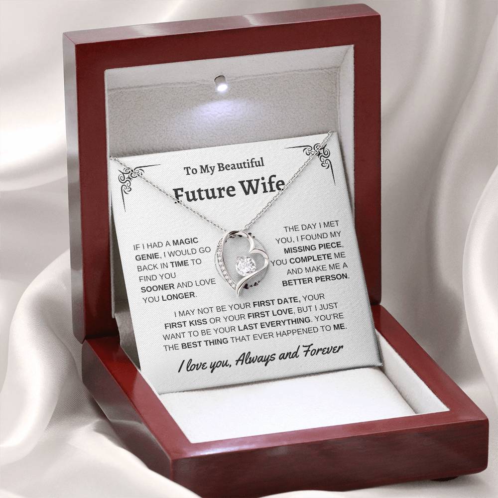 To My Beautiful Future Wife | First Kiss | Forever Love Necklace | White Background