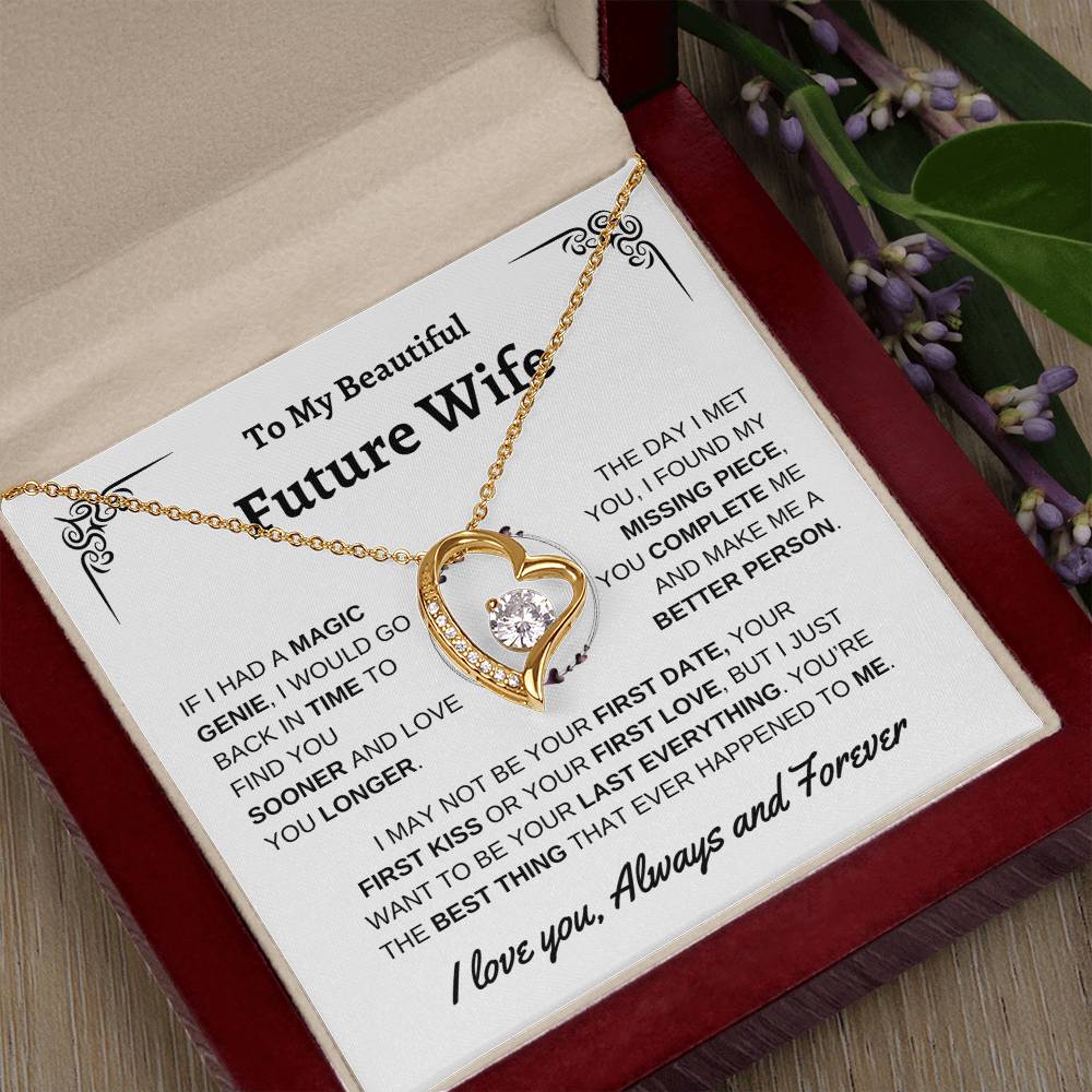 To My Beautiful Future Wife | First Kiss | Forever Love Necklace | White Background