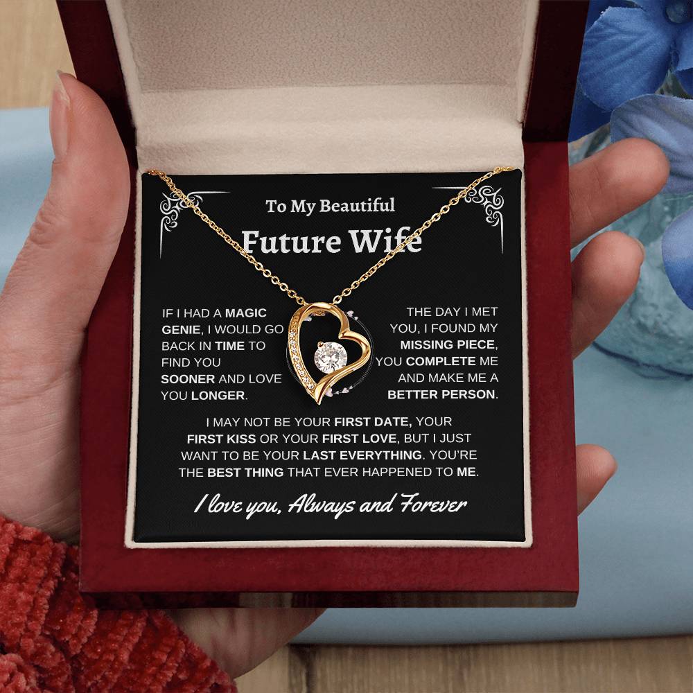 To My Beautiful Future Wife | First Kiss | Forever Love Necklace | Black Background