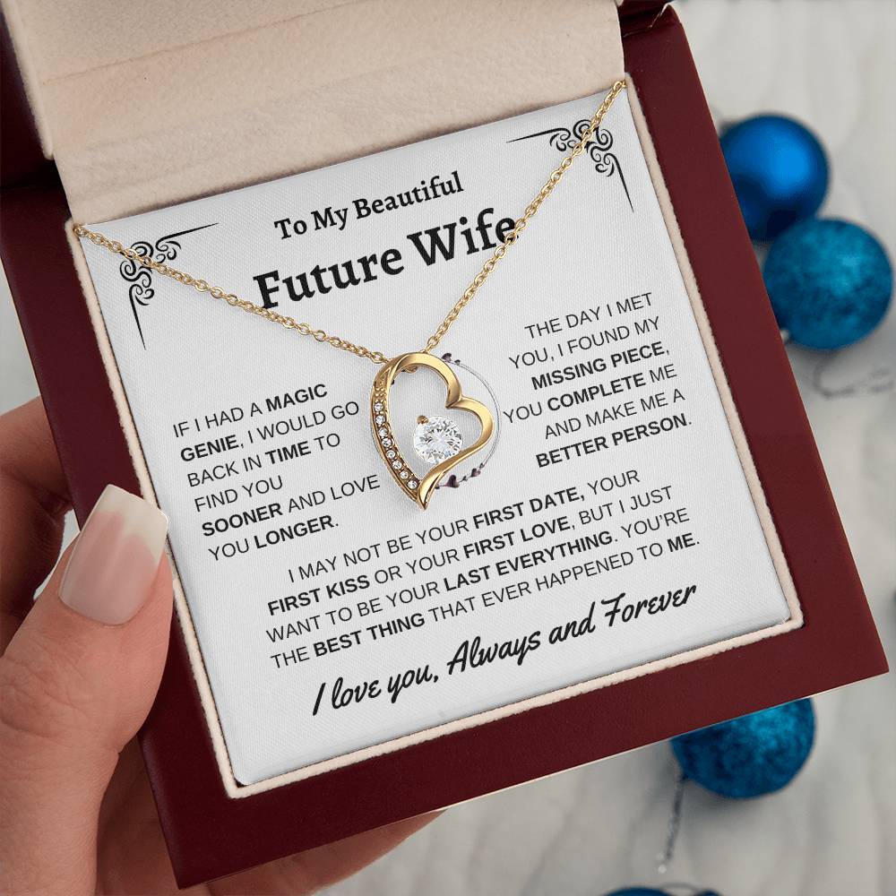 To My Beautiful Future Wife | First Kiss | Forever Love Necklace | White Background