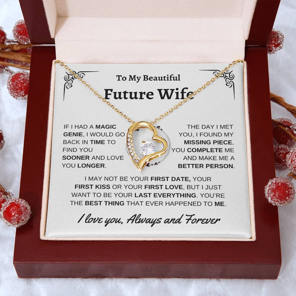 To My Beautiful Future Wife | First Kiss | Forever Love Necklace | White Background