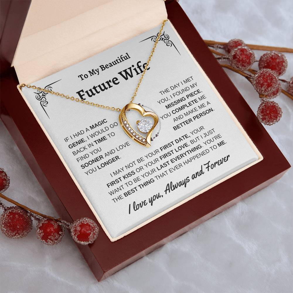 To My Beautiful Future Wife | First Kiss | Forever Love Necklace | White Background