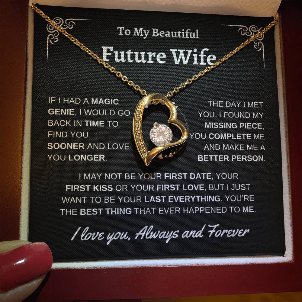 To My Beautiful Future Wife | First Kiss | Forever Love Necklace | Black Background