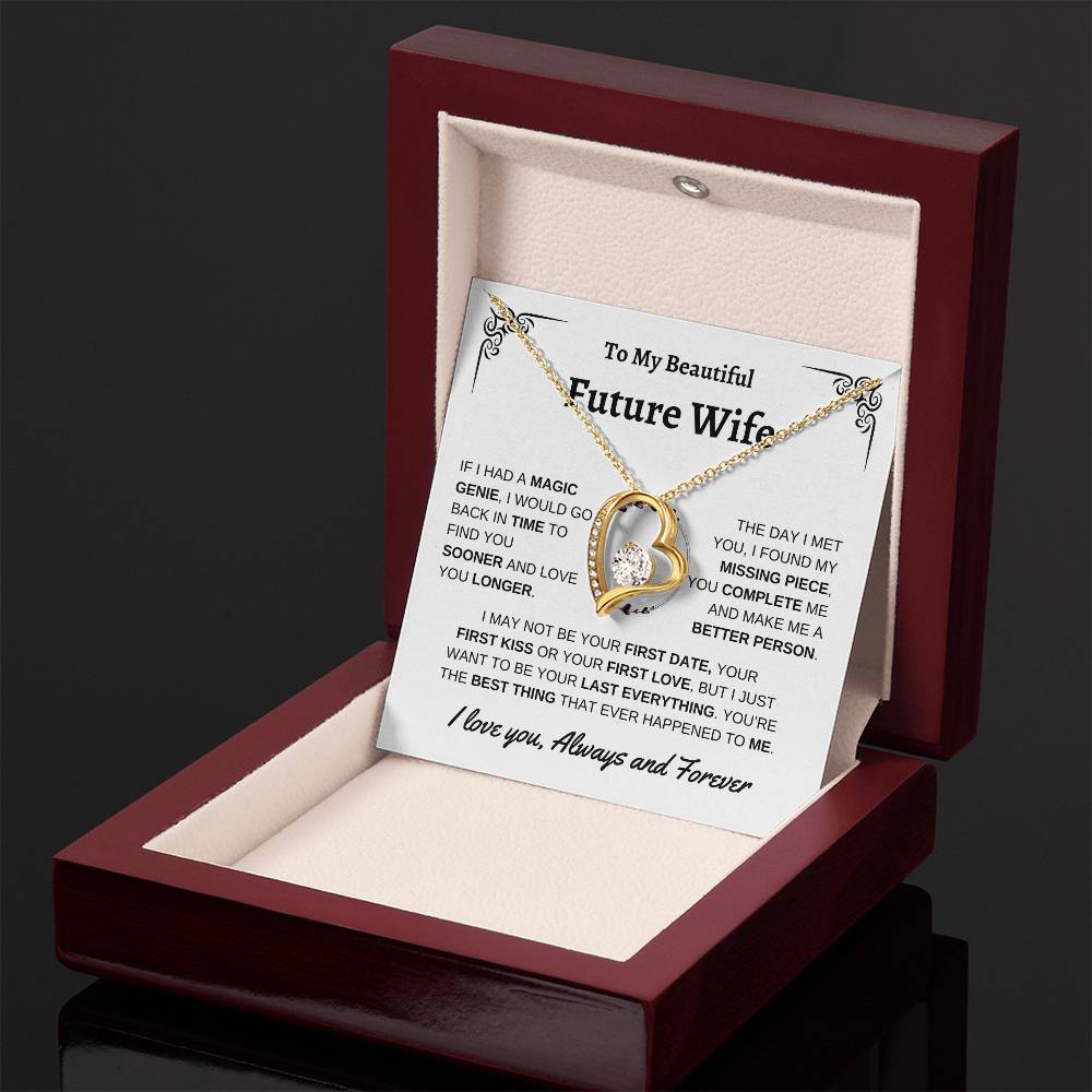 To My Beautiful Future Wife | First Kiss | Forever Love Necklace | White Background