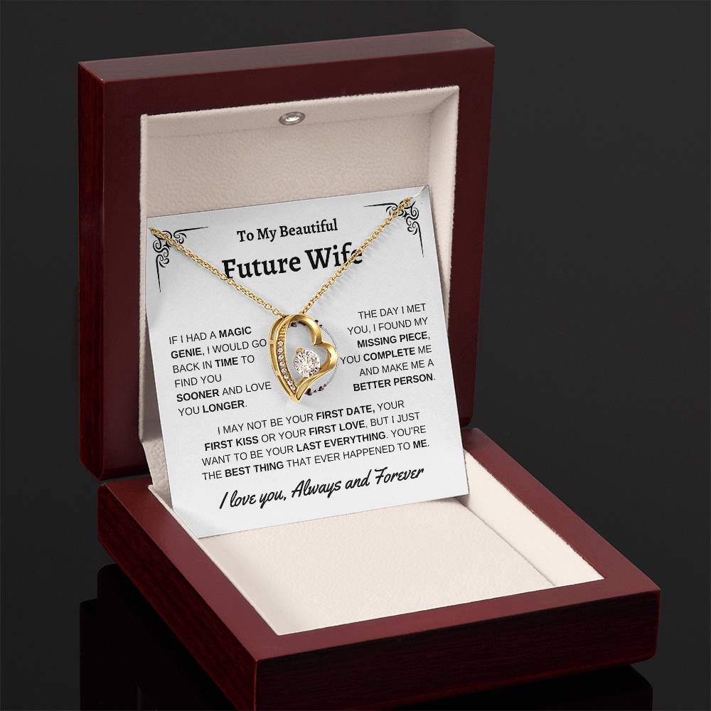 To My Beautiful Future Wife | First Kiss | Forever Love Necklace | White Background