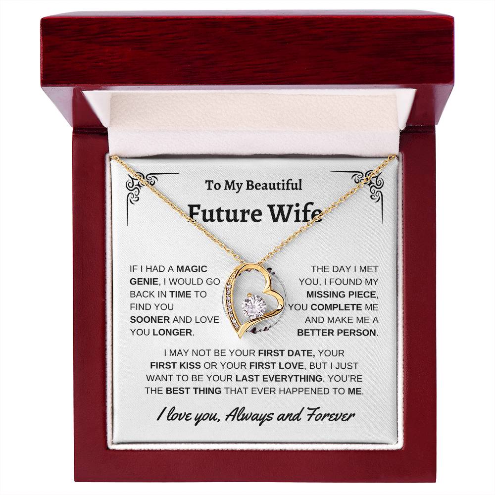 To My Beautiful Future Wife | First Kiss | Forever Love Necklace | White Background