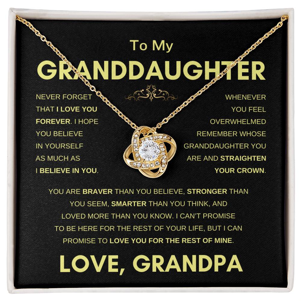 To Granddaughter | From Grandpa | Straighten Your Crown | Love Knot Necklace