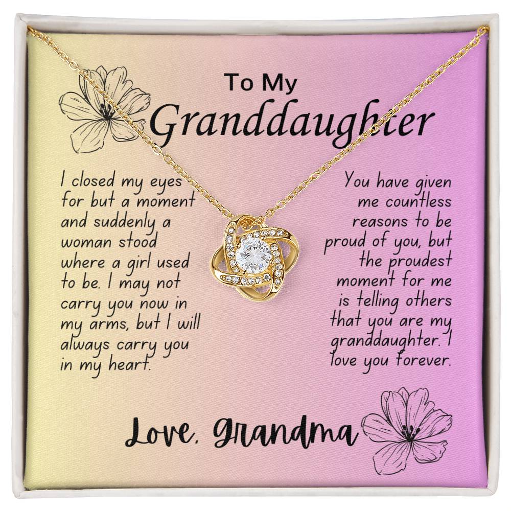 To Granddaughter | From Grandma | Proud of You | Love Knot Necklace