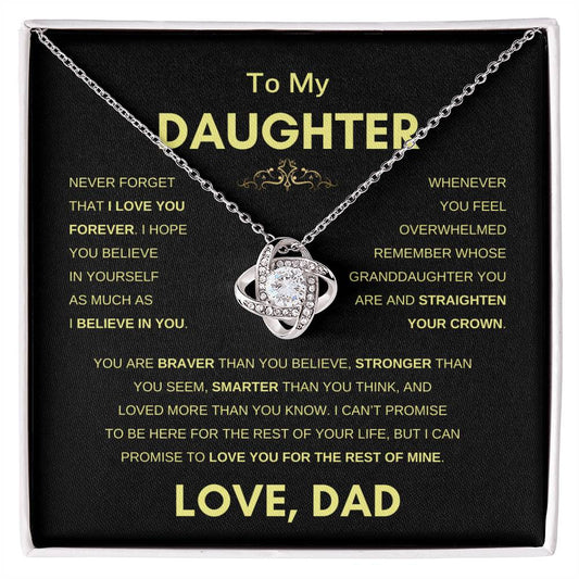 To Daughter | From Dad | Straighten your Crown | Love Knot Necklace