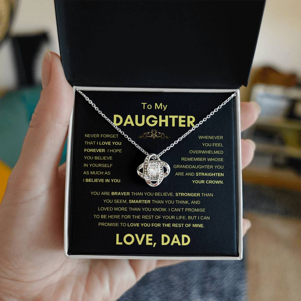 To Daughter | From Dad | Straighten your Crown | Love Knot Necklace