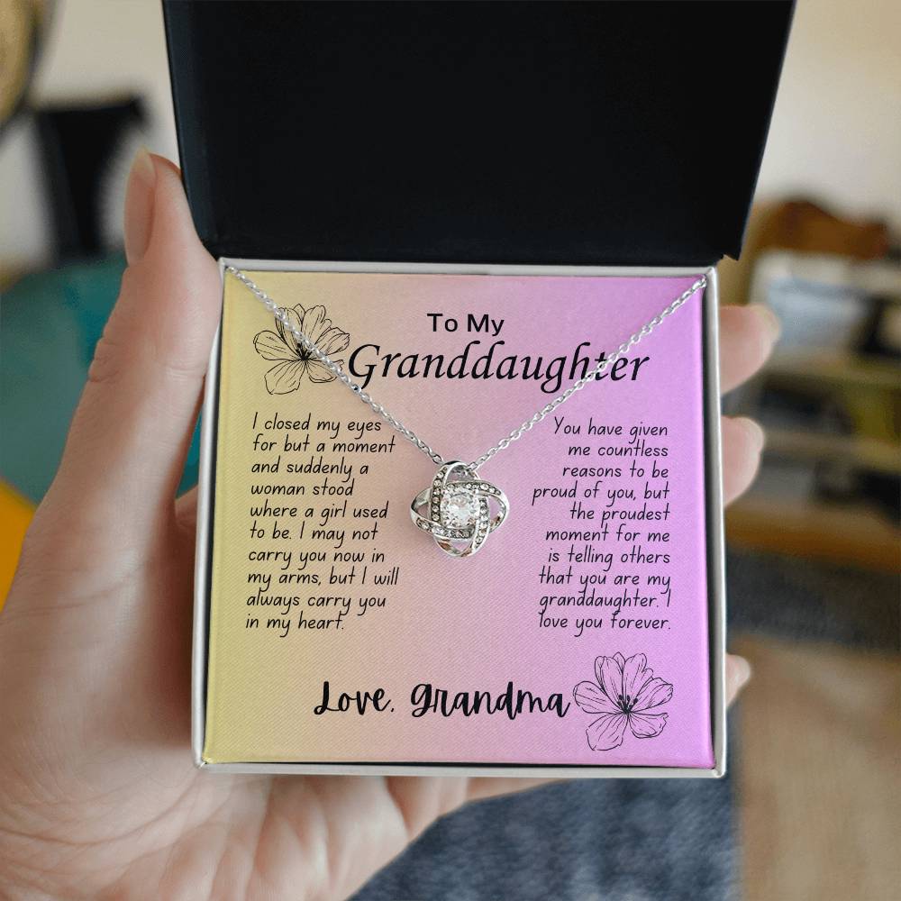 To Granddaughter | From Grandma | Proud of You | Love Knot Necklace