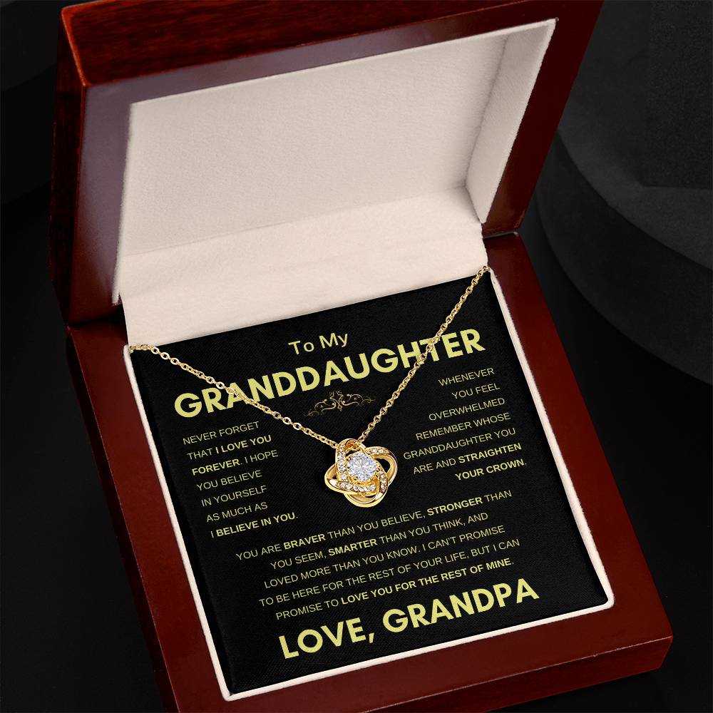 To Granddaughter | From Grandpa | Straighten Your Crown | Love Knot Necklace