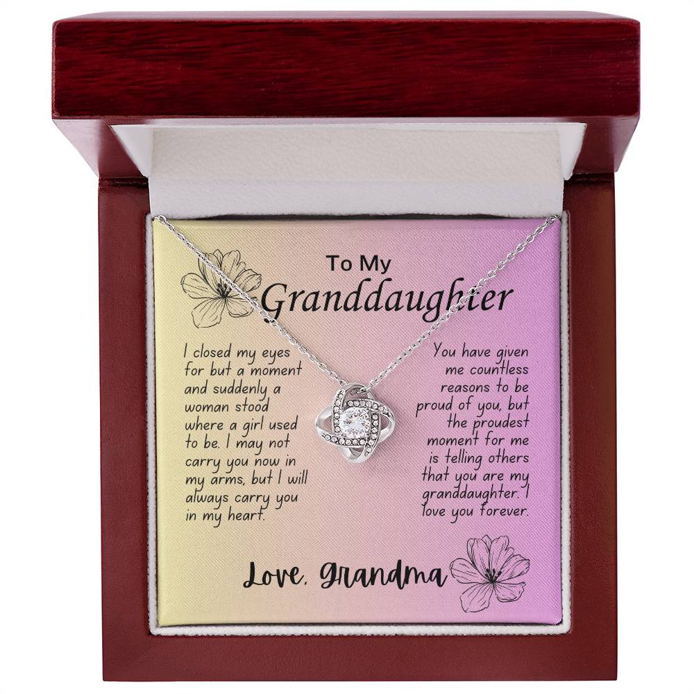 To Granddaughter | From Grandma | Proud of You | Love Knot Necklace