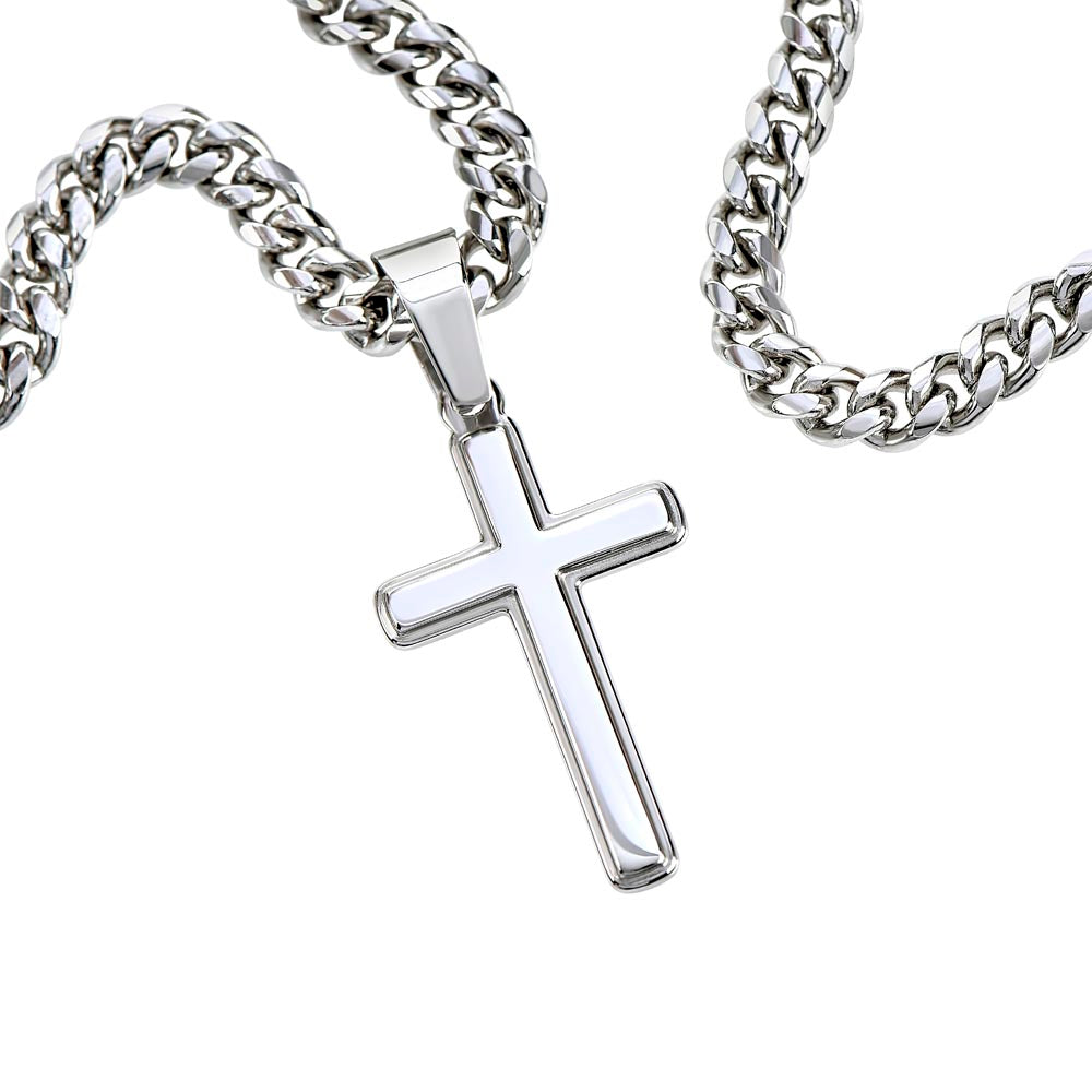 To My Son | Cuban Chain with Artisan Cross Necklace | My Baby Boy